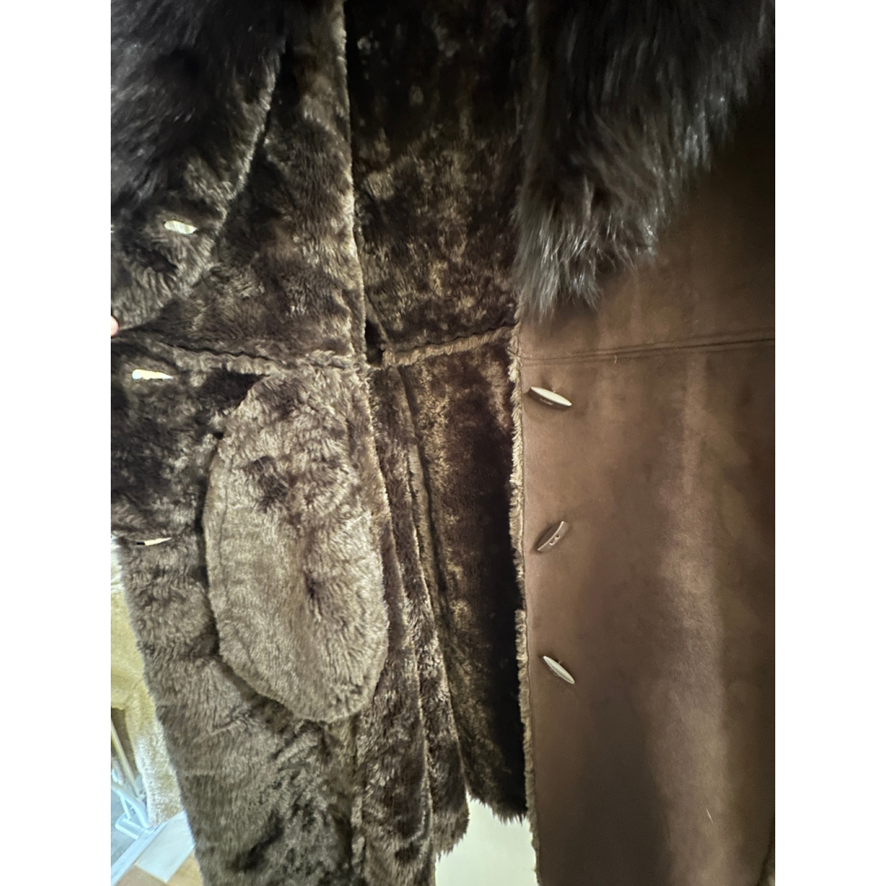 Wilsons Leather Faux Shearling Coat w/ Genuine Fox Fur Collar XL - Picture 5 of 11